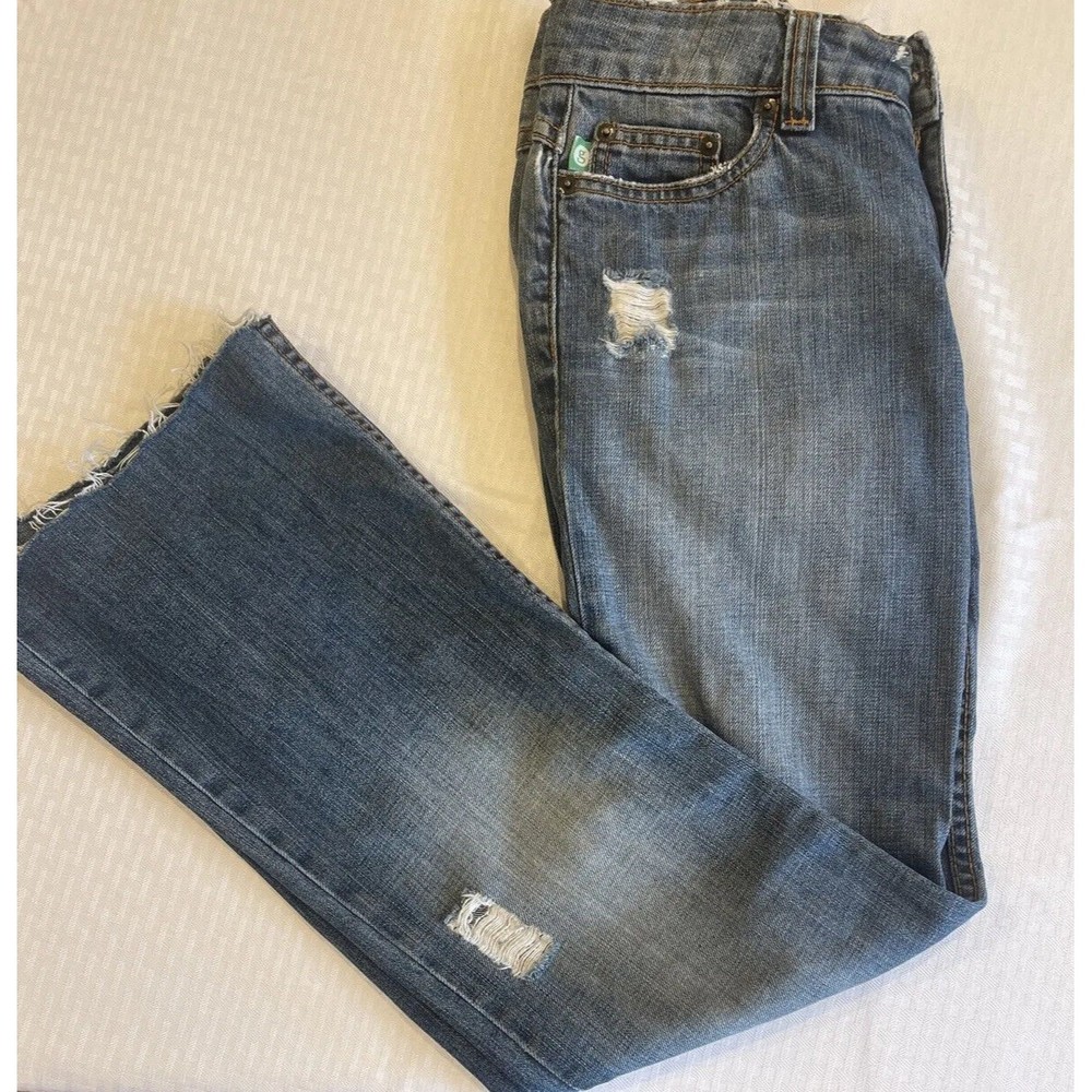 Women’s Grass Jeans Los Angeles Flared Distressed Raw Hem Size 29 Denim
